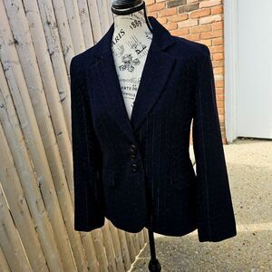 VTG Travis Ayers Pinstriped Speckled Statement Blazer.